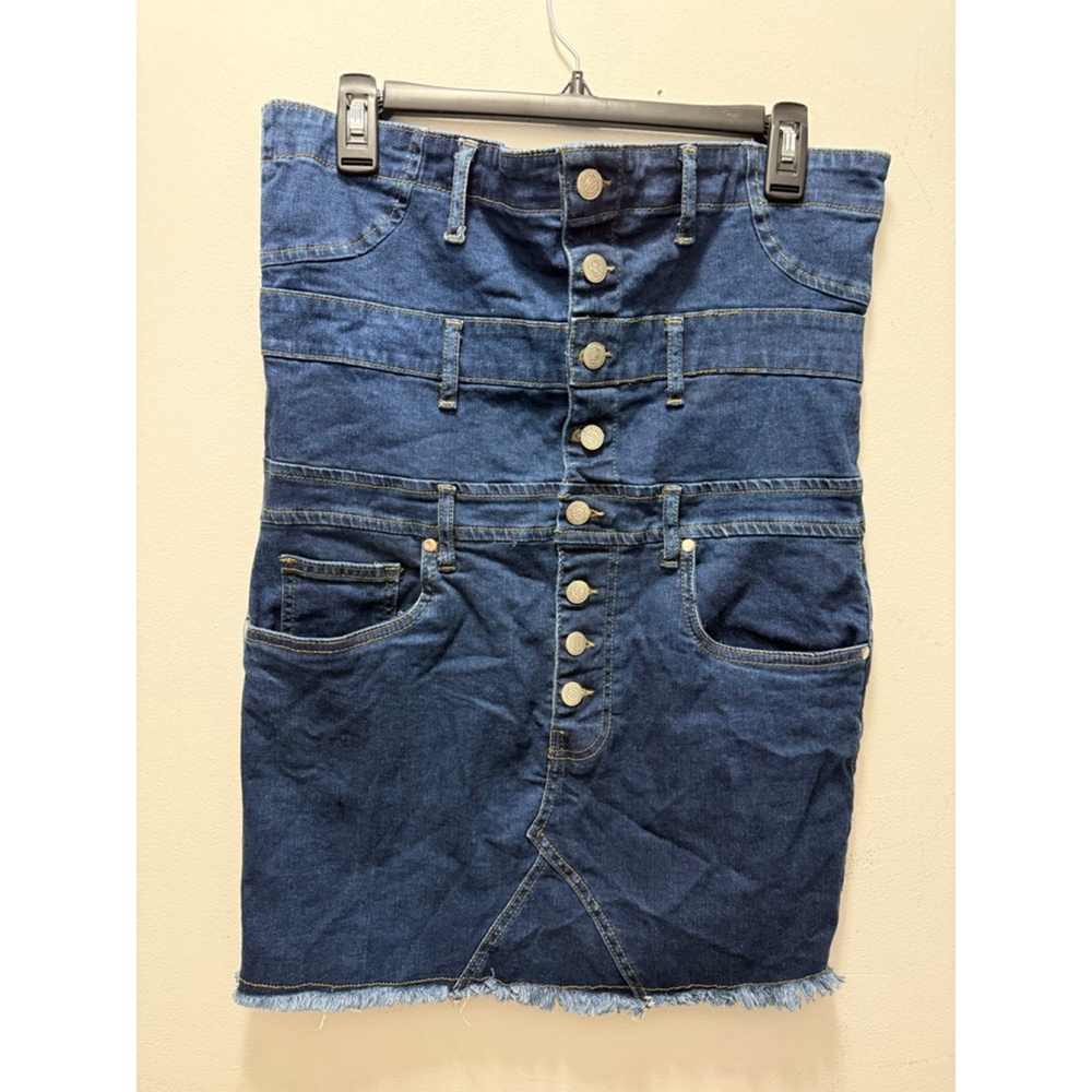 Women's PrettyLittleThing Blue Shape Denim Mini Dress Size 6